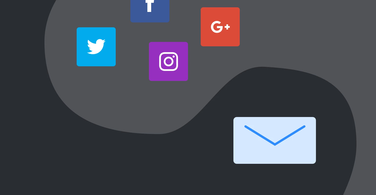 Email vs. social media inbox icon vs social icons - MailerLite
