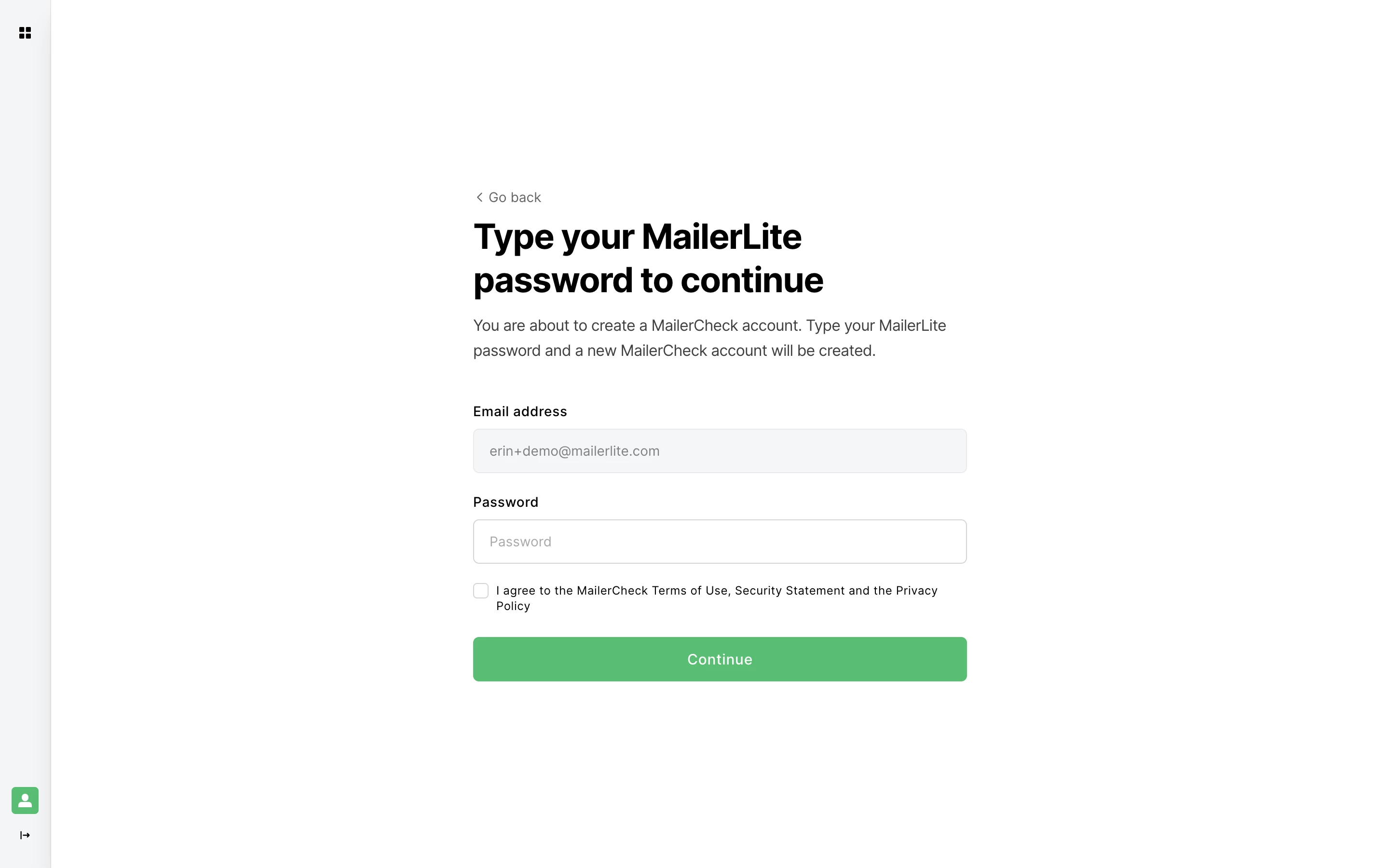 Create a new MailerCheck account