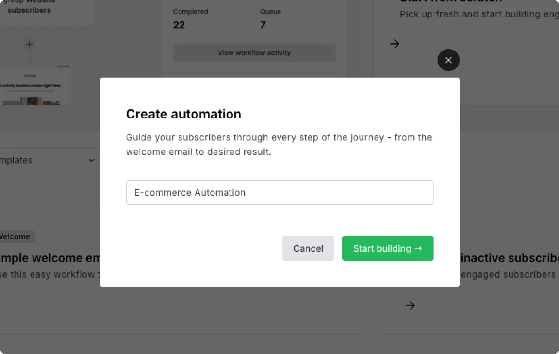 Welcome series step one - MailerLite