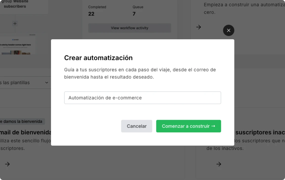 Paso una de serie de bienvenida- MailerLite