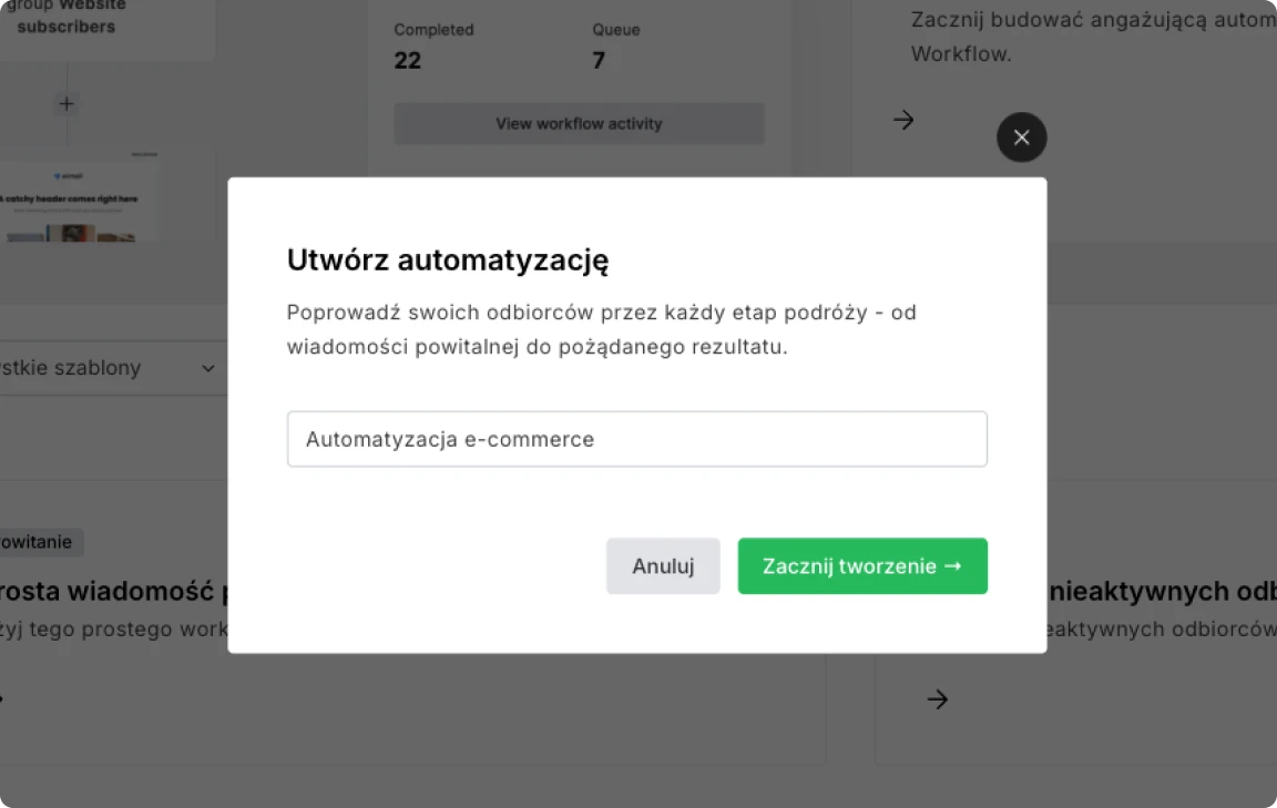 Seria powitalna krok pierwszy - MailerLite