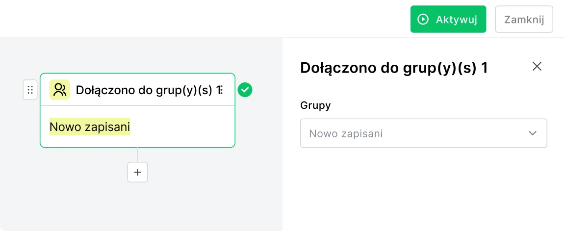 Wyzwalacz workflow e-maili powitalnych - MailerLite