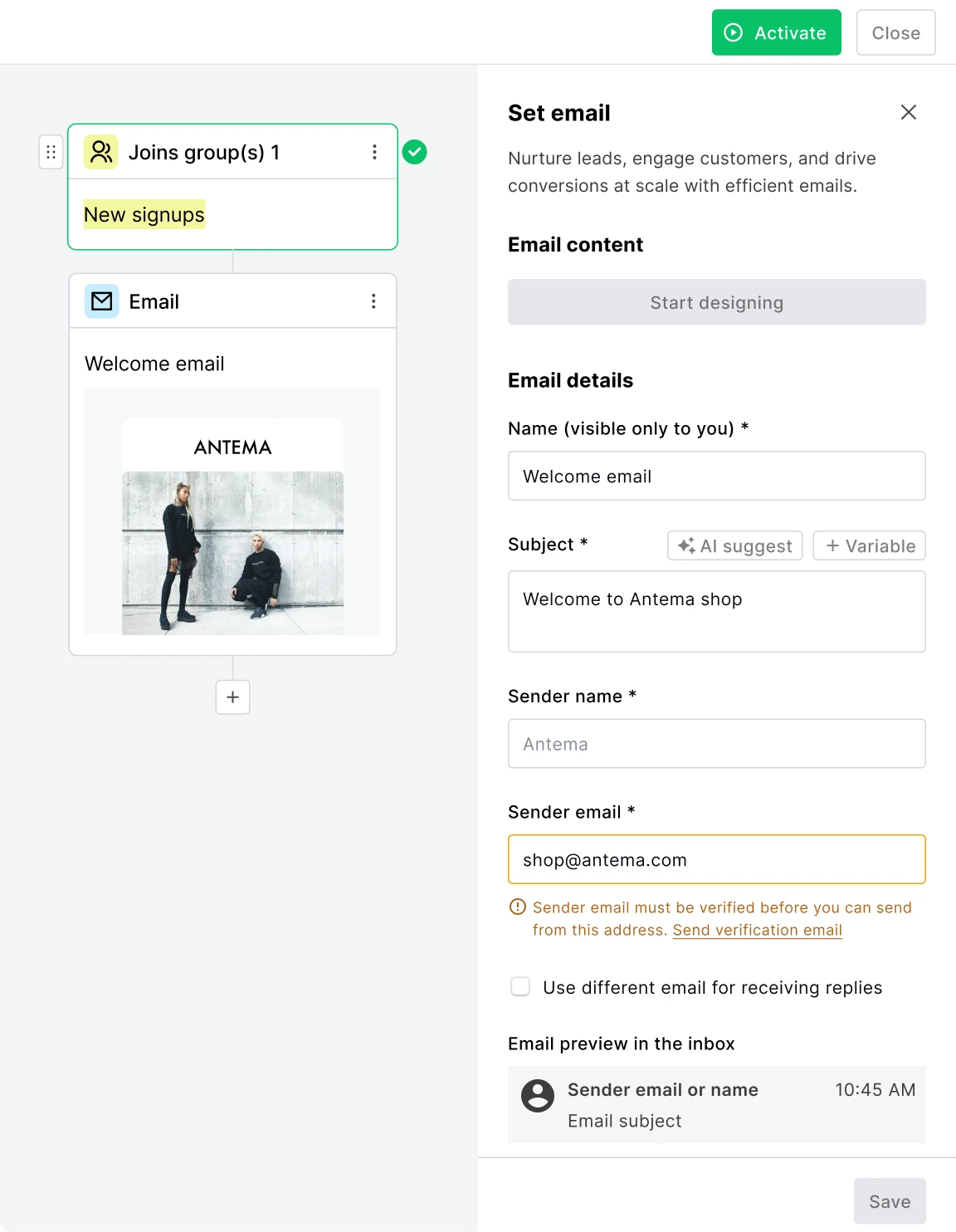 Adding a welcome email - MailerLite