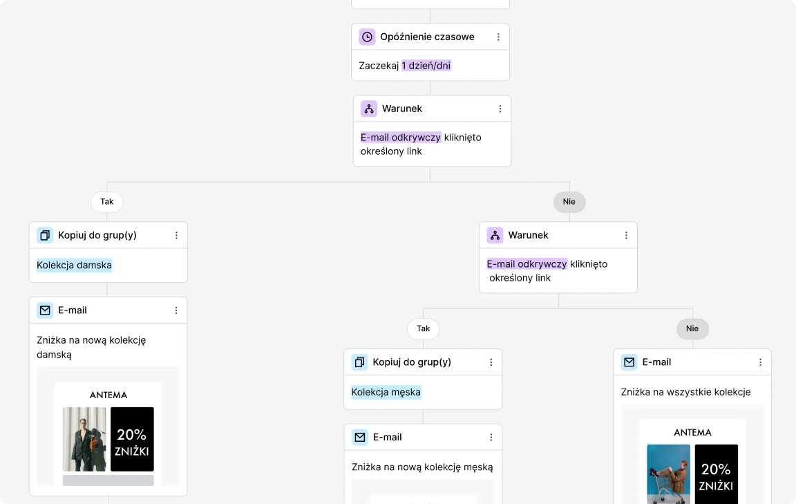 Warunek w serii e-maili powitalnych - MailerLite