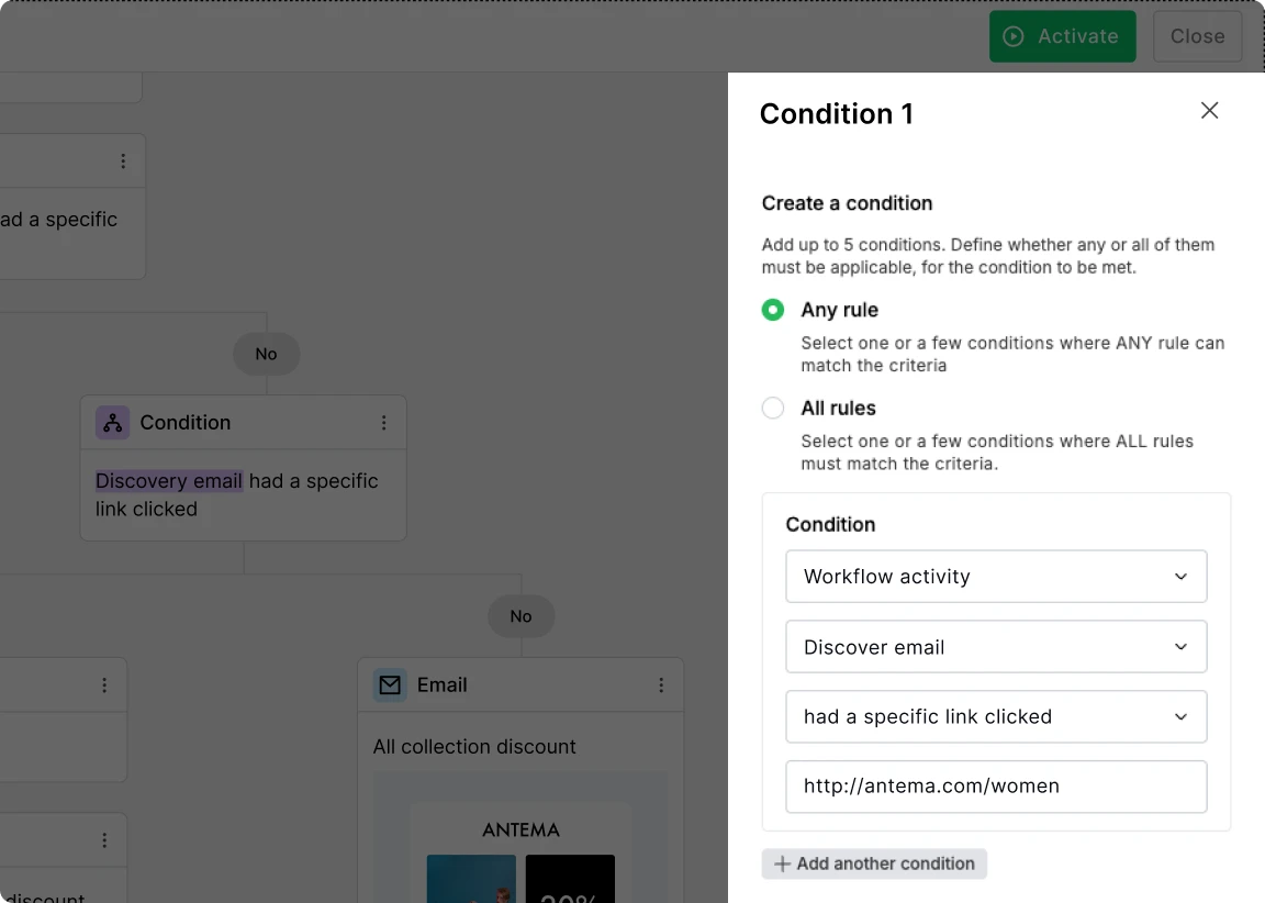 Welcome email series condition - MailerLite