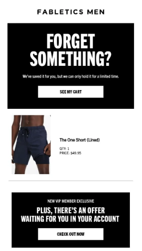 Fabletics cart abandonment email
