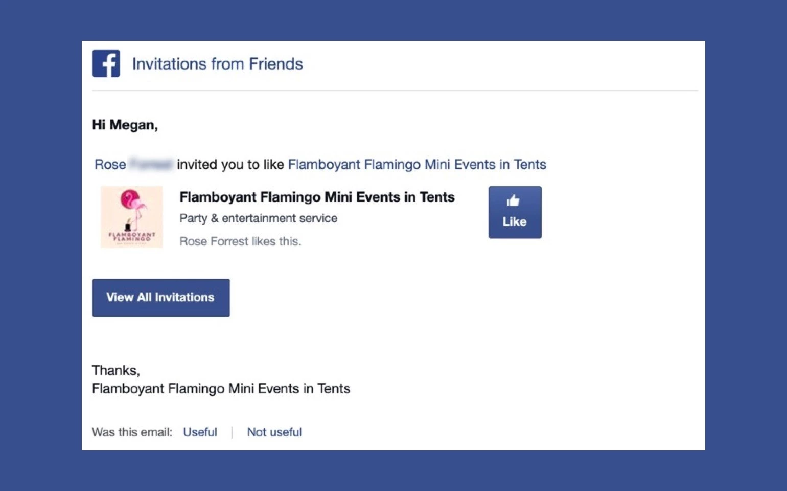 Facebook email invite friends