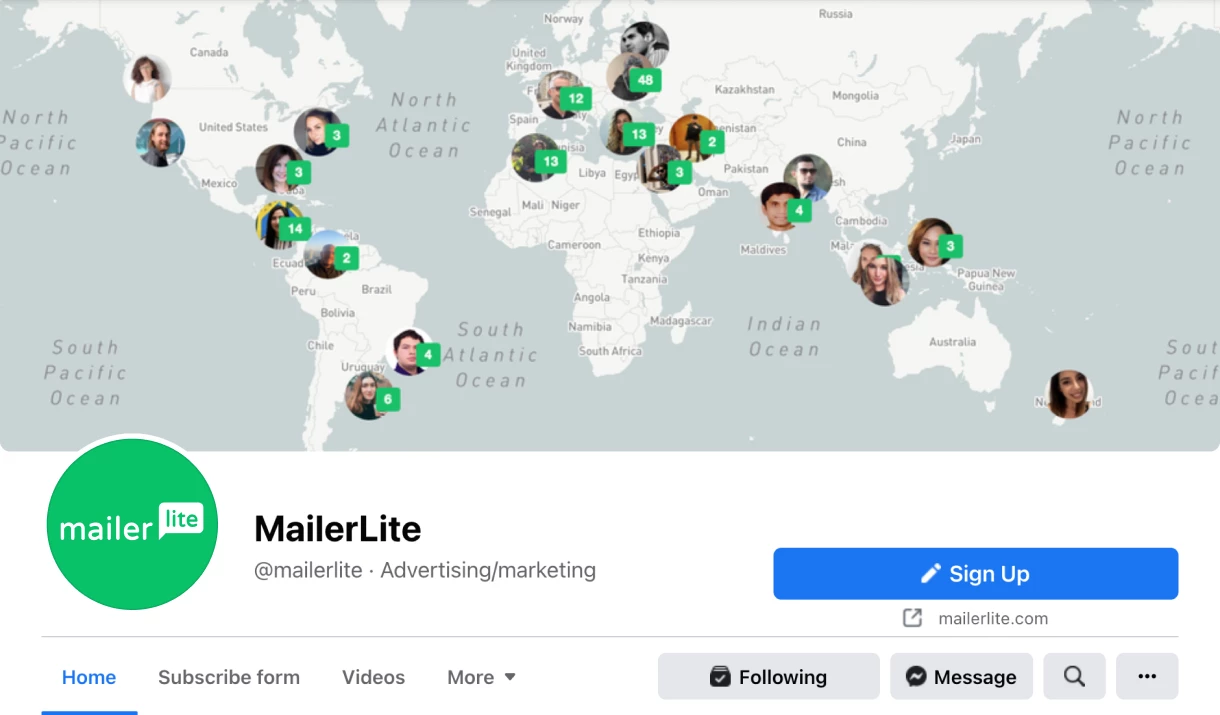 MailerLite's new, updated Facebook page