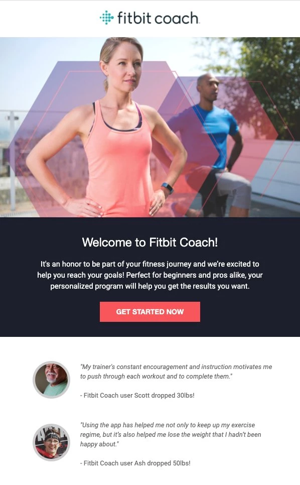 Fitbit coach program welcome email example