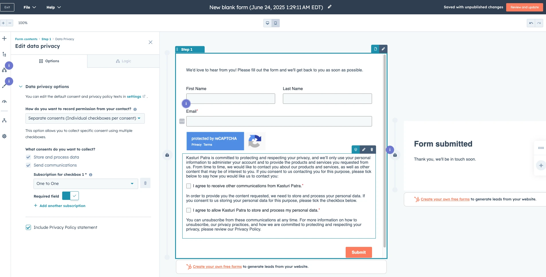Building forms on HubSpot