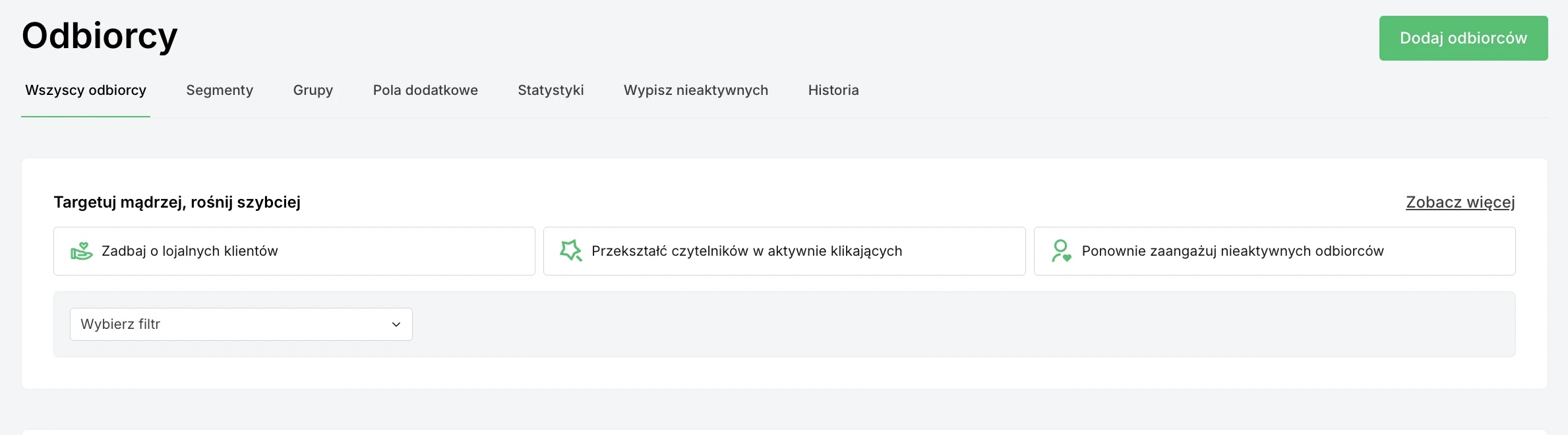 3 gotowe segmenty w MailerLite