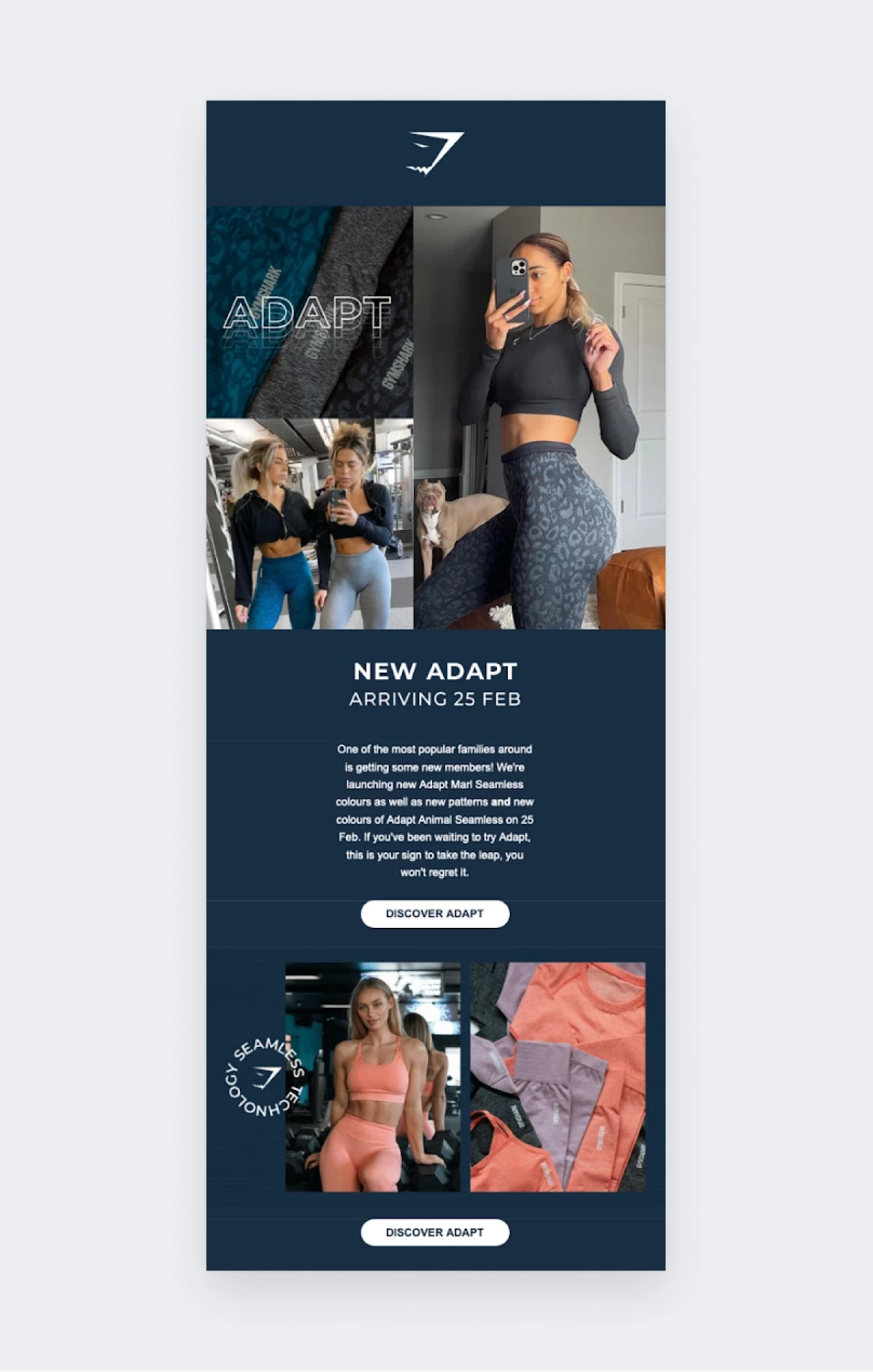 New product email example - Gymshark - date arriving launch