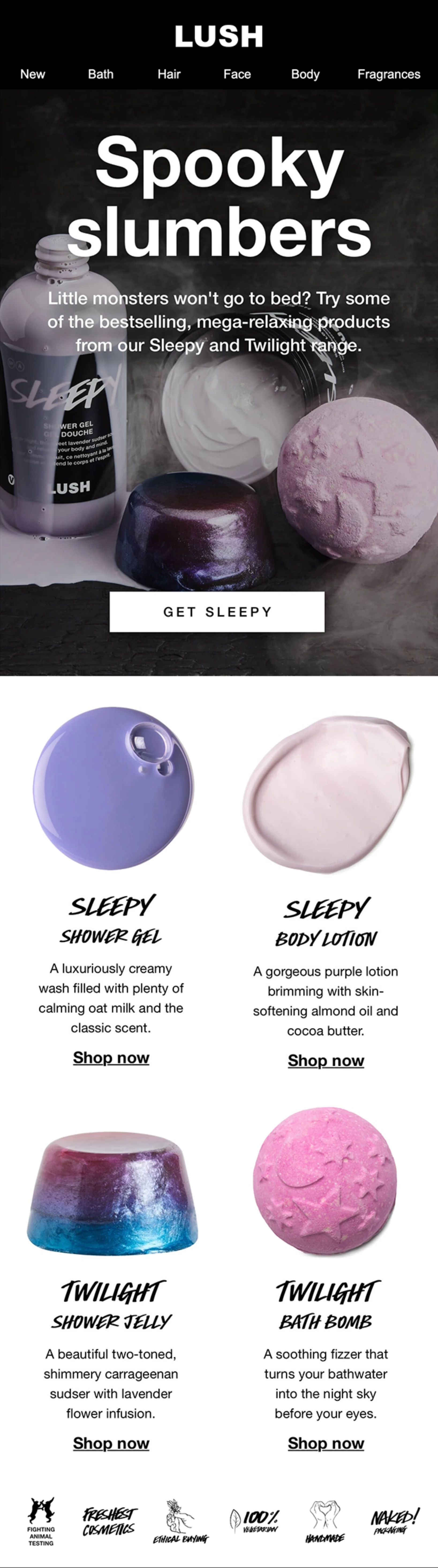 Halloween email newsletter from Lush