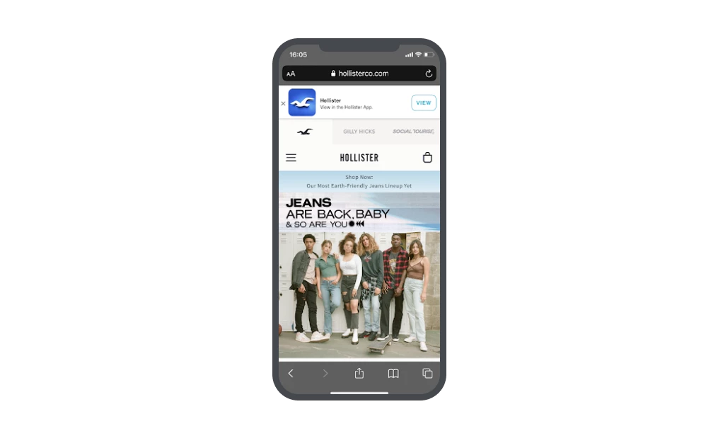 hollister floating mobile popup with app download