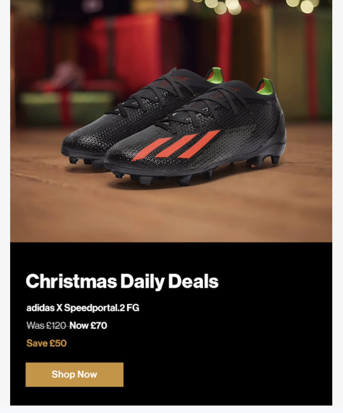 Daily deals email selling soccer shoes
