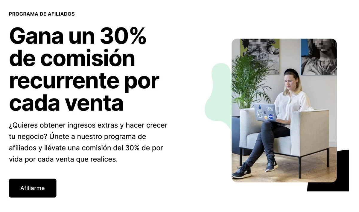 vista de página de marketing de afiliados de mailerlite