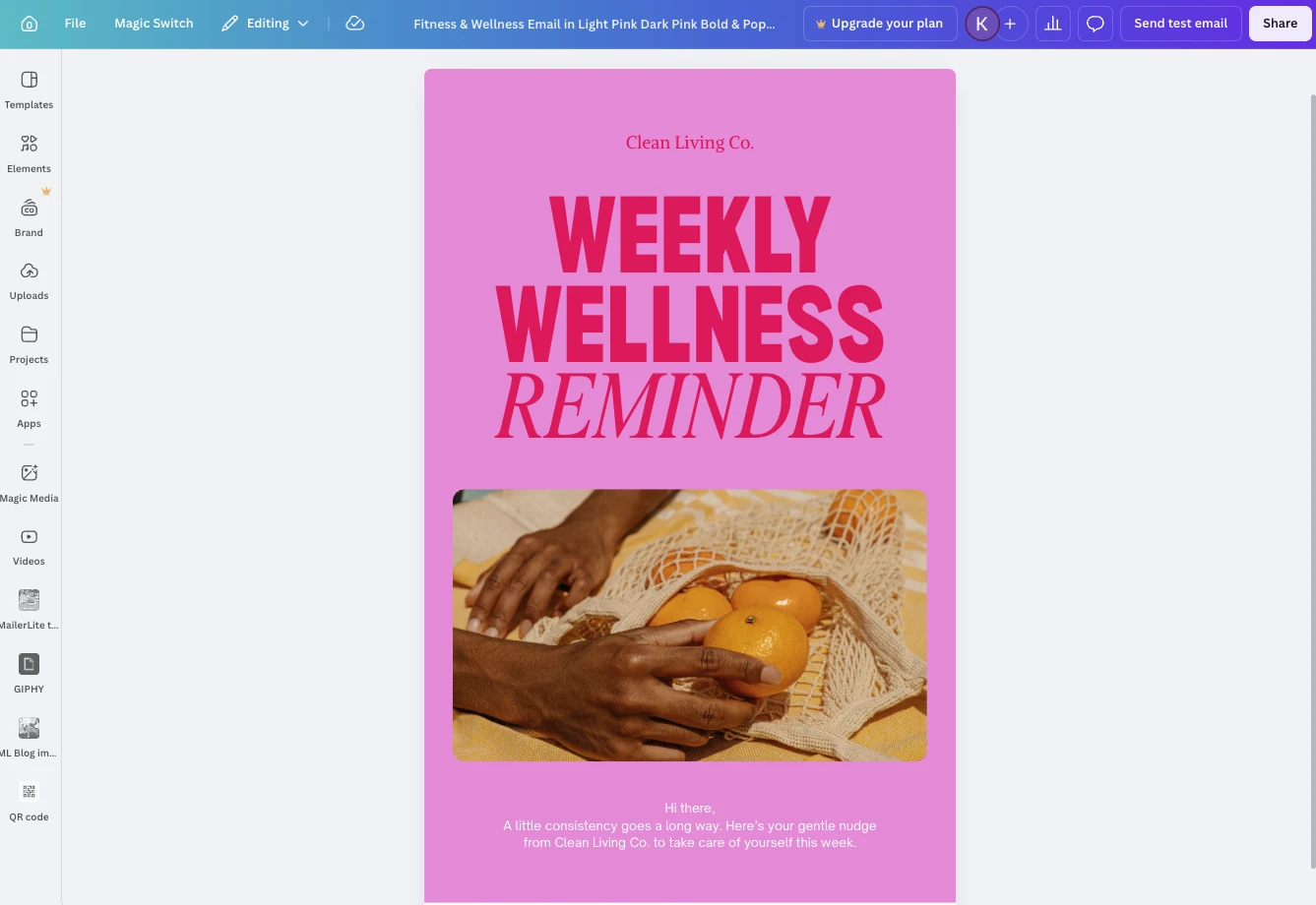A newsletter built in Canva.