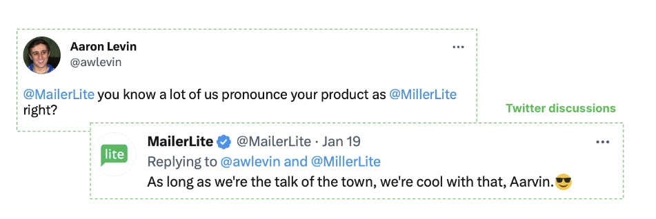 MailerLite Twitter communication example