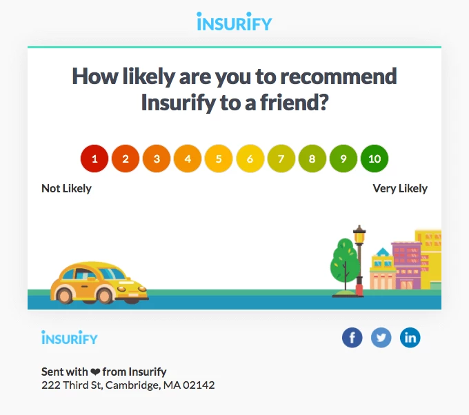 Insurify email survey example