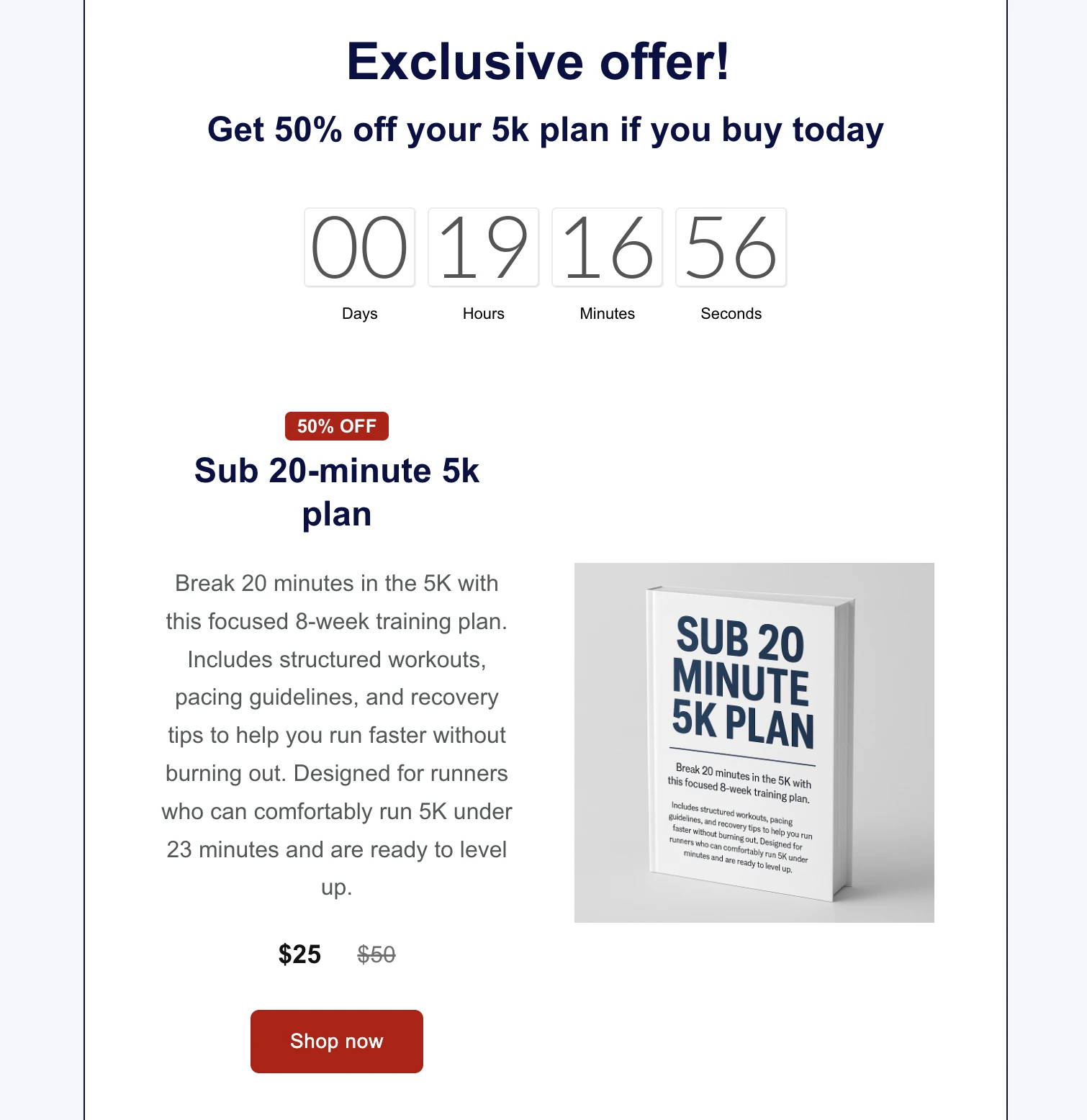Email with a countdown timer