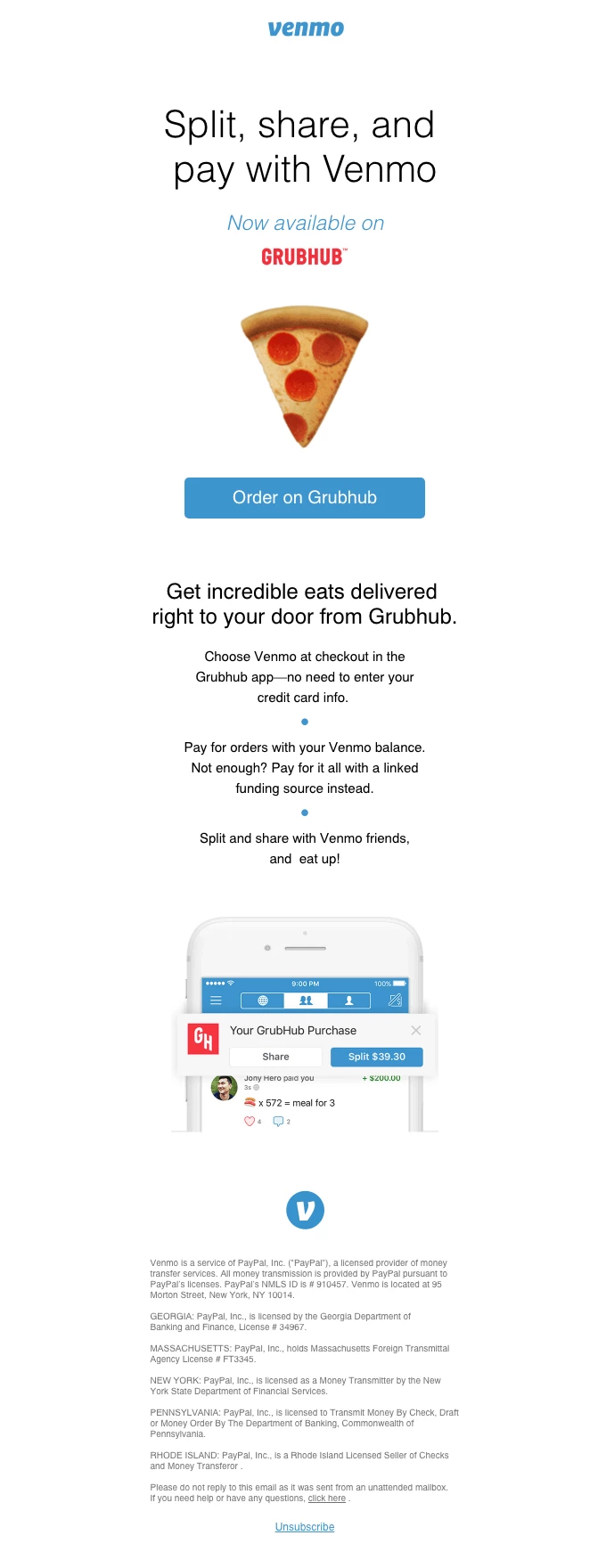 Venmo re-engagement email campaign example extra value
