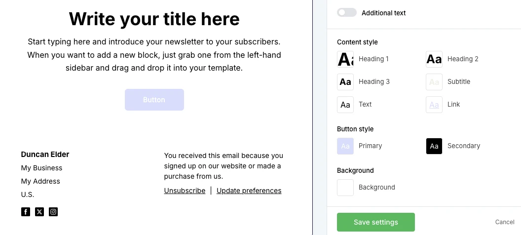 Scfeenshot showing the preference center link in an email