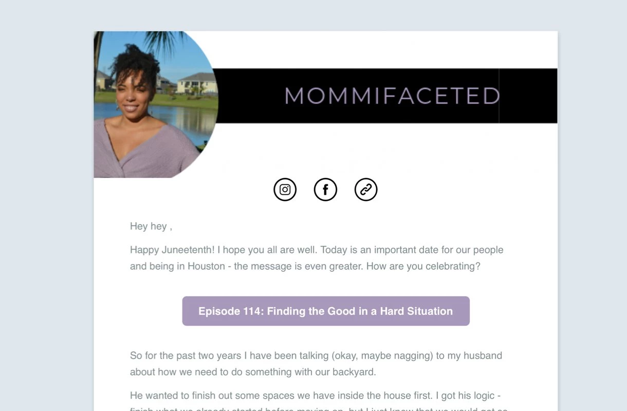 Mommifaceted podcast newsletter social icon example