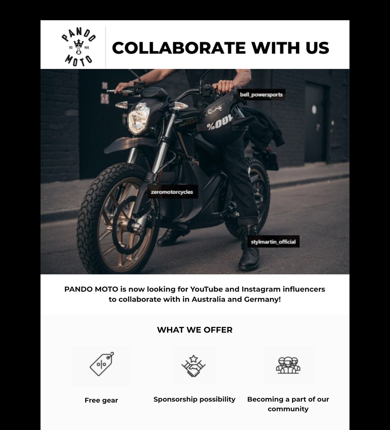 Influencers example motorcycle
