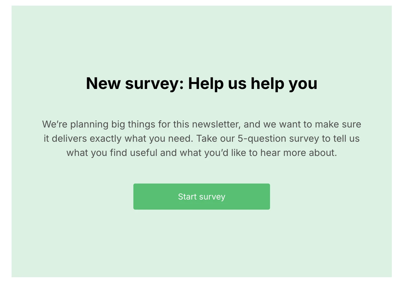 A survey block in a MailerLite email