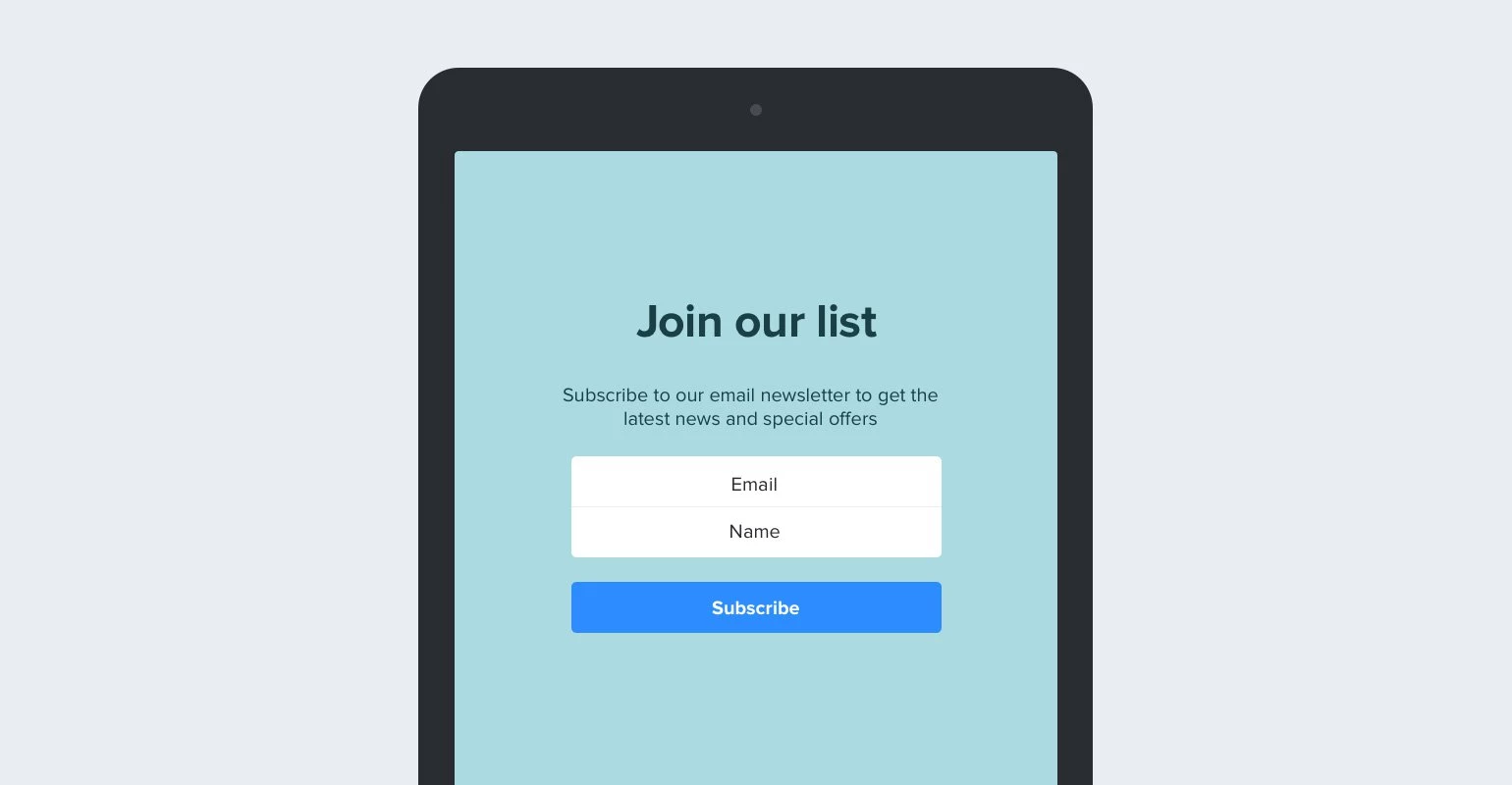 subscribe form optimized for ipad - MailerLite