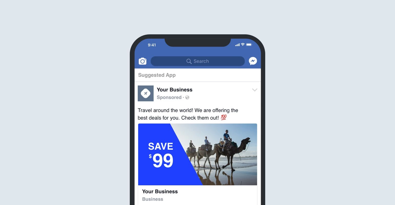 Facebook ads example on mobile