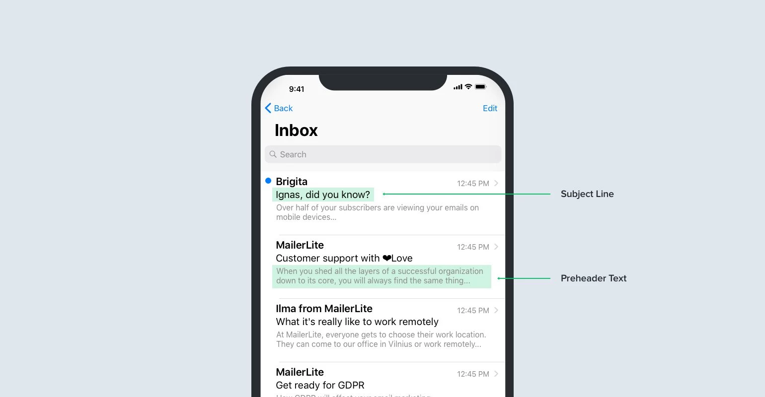 Image of mobile screen with inbox open.