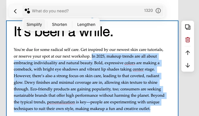 Squarespace AI generator can follow basic prompts, but it tends to miss the finer details