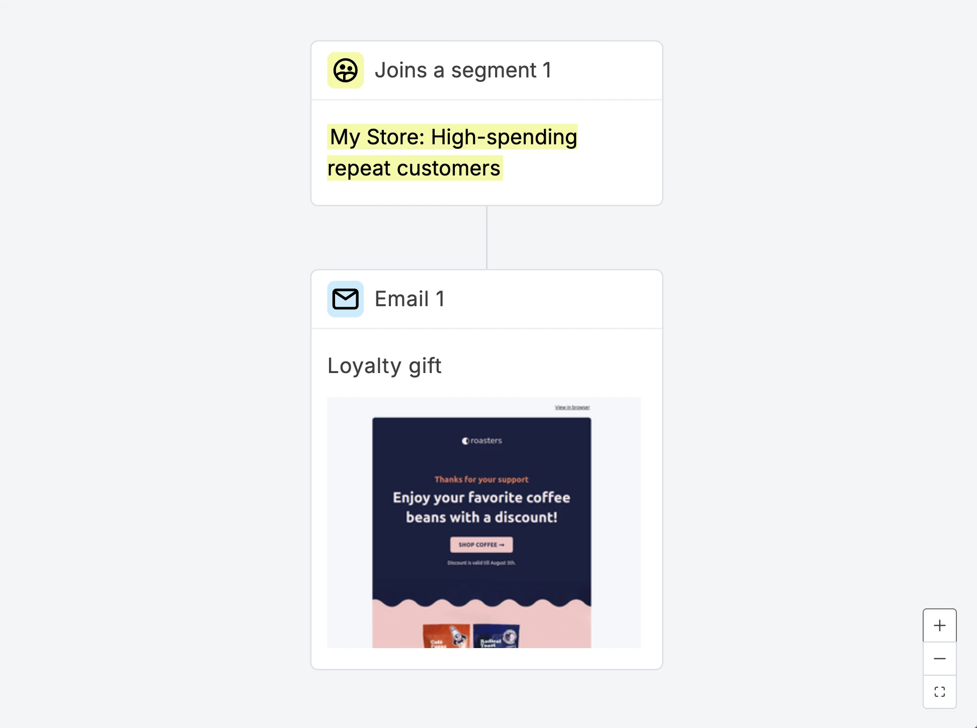 Screenshot of the Joins a segment trigger in MailerLite