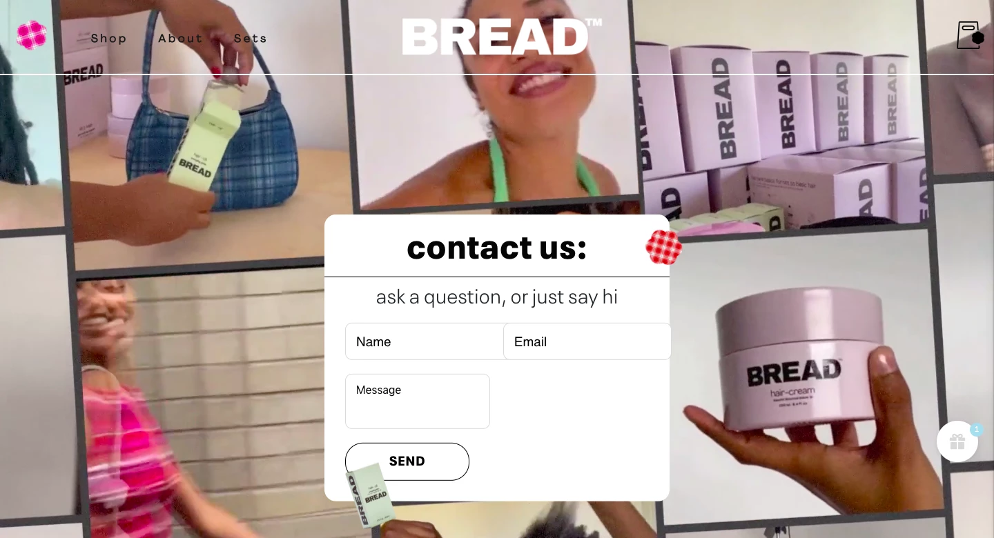 Bread Beauty Supply contact page website example