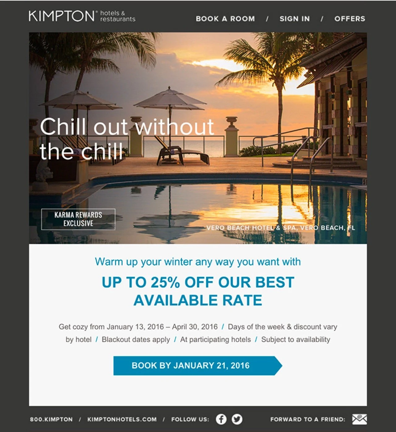 Ejemplo de newsletter Kimpton Hotels & Restaurants