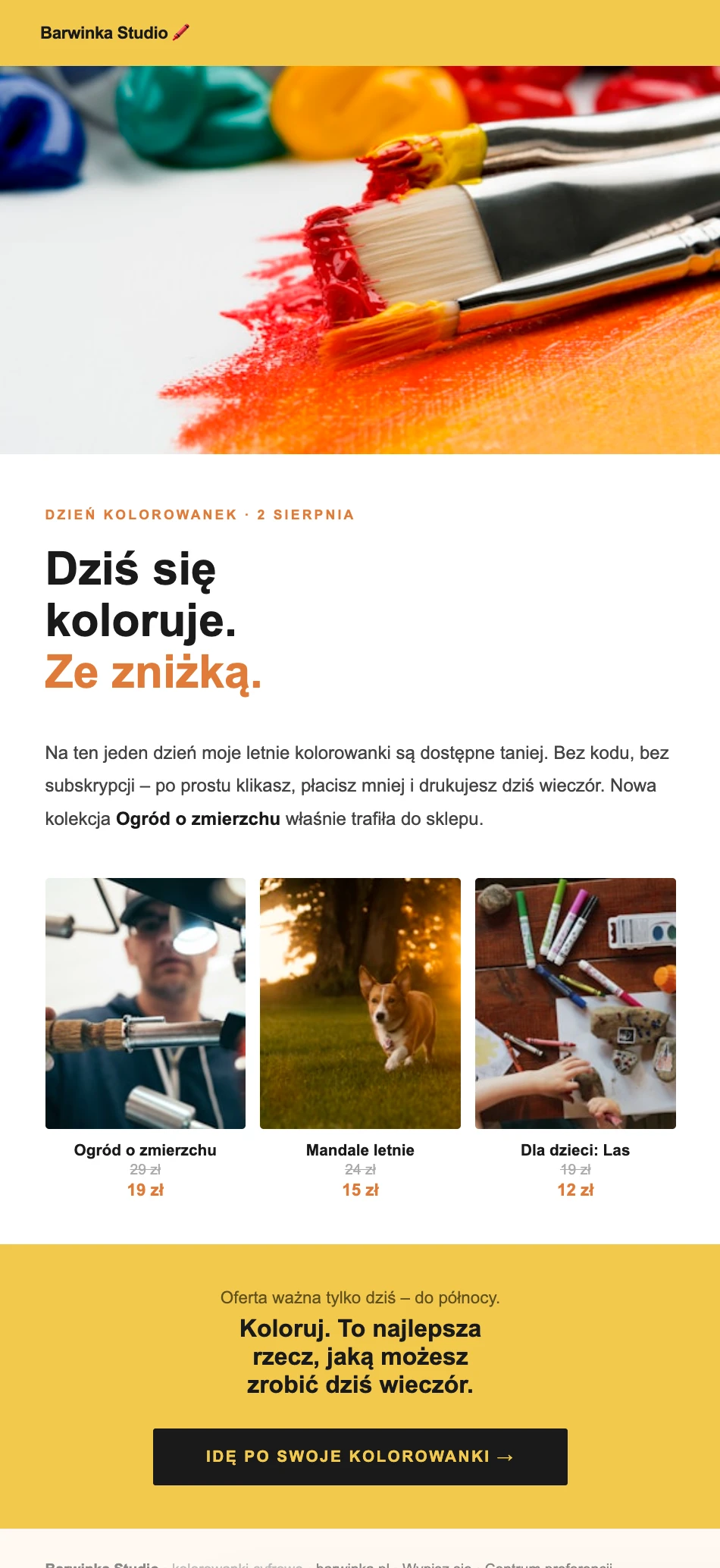 Przykład newslettera dla branży rękodzieła