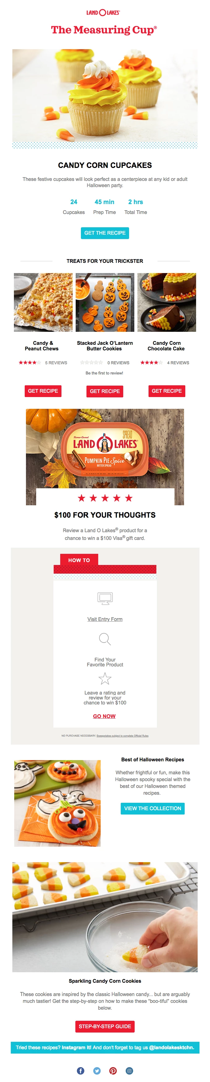 land o' lakes Halloween email with recipes 