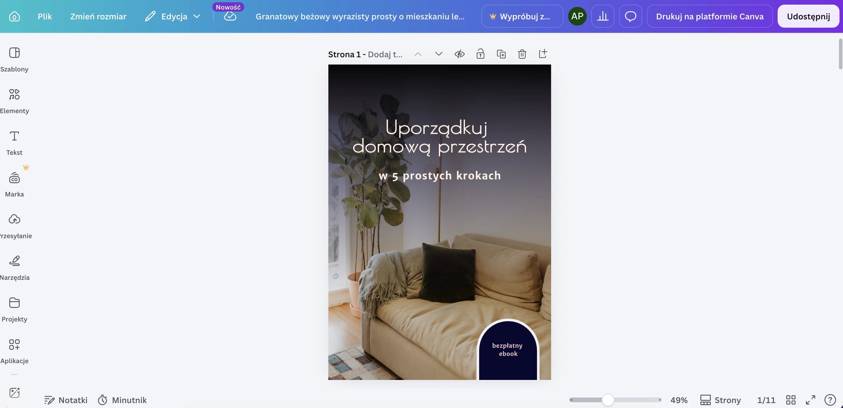 Przykład lead magnetu zaprojektowanego w Canvie