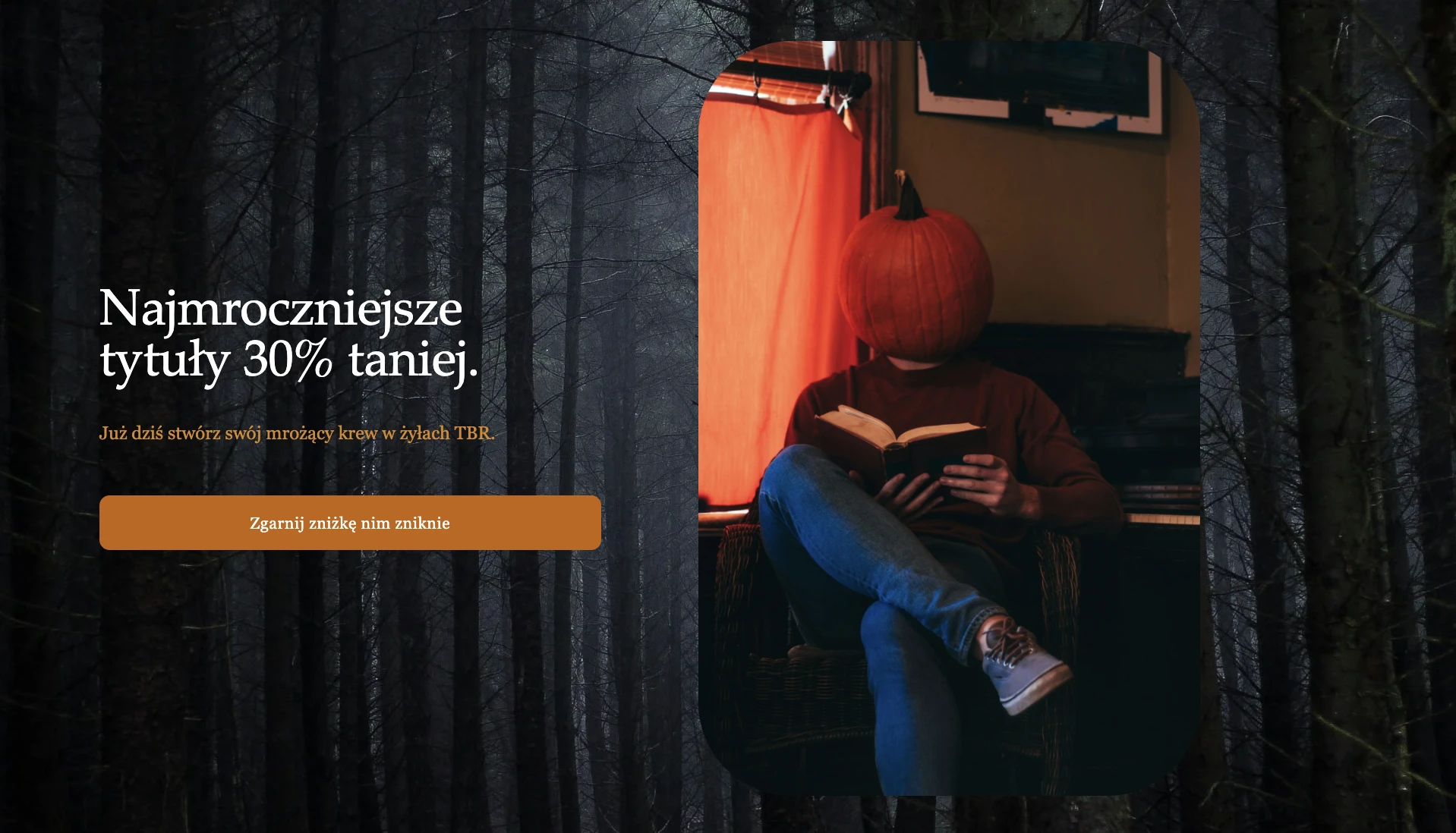 Landing page na Halloween stworzony w MailerLite
