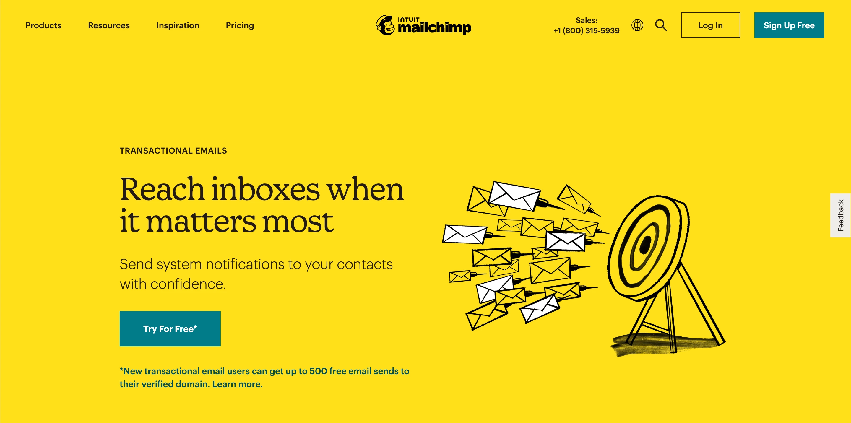 A screenshot of the Mailchimp Transactional Email webpage.