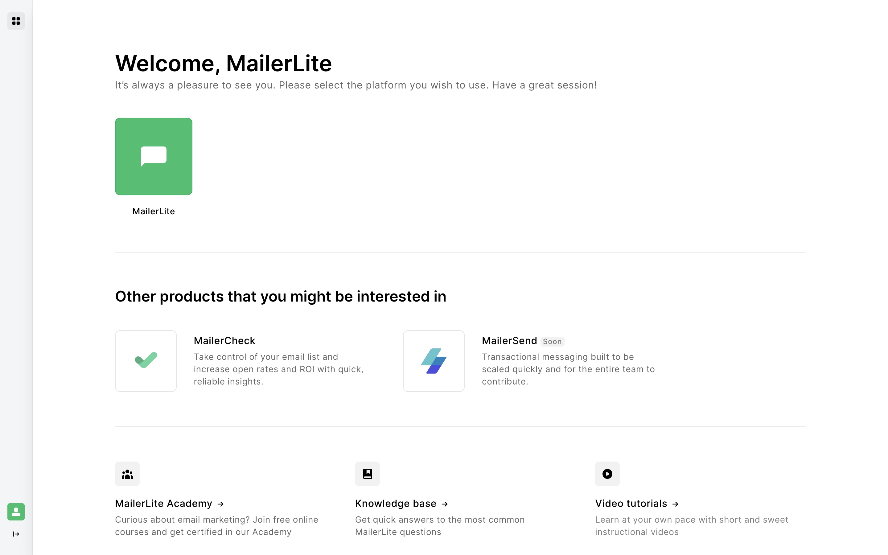 MailerCheck box included on the MailerLite SSO page