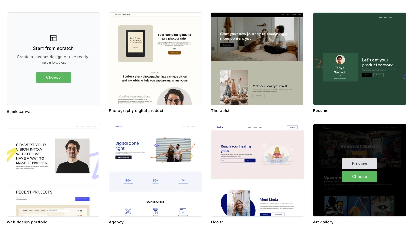 Screenshot of the MailerLite templates page