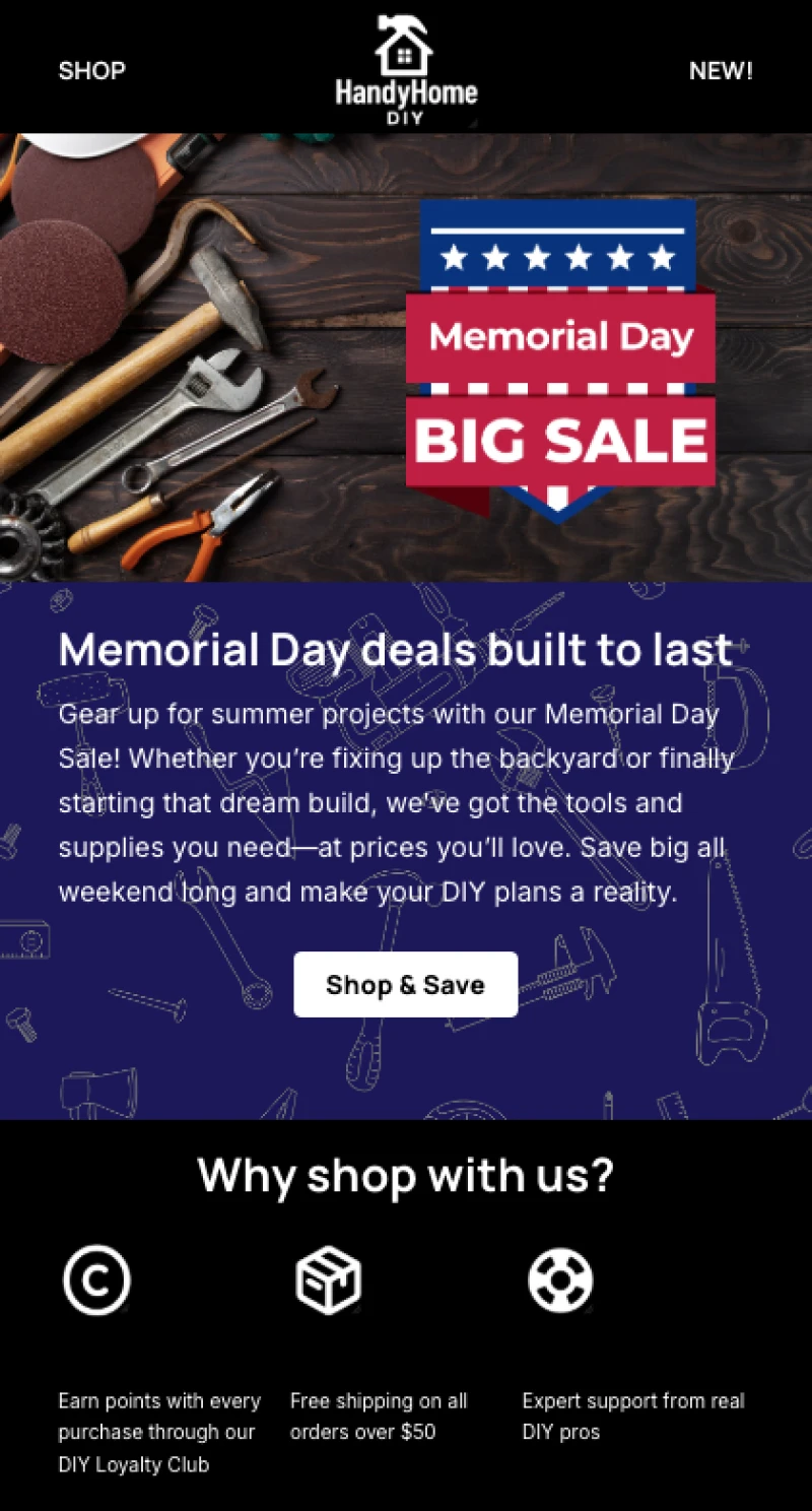 Memorial Day email example