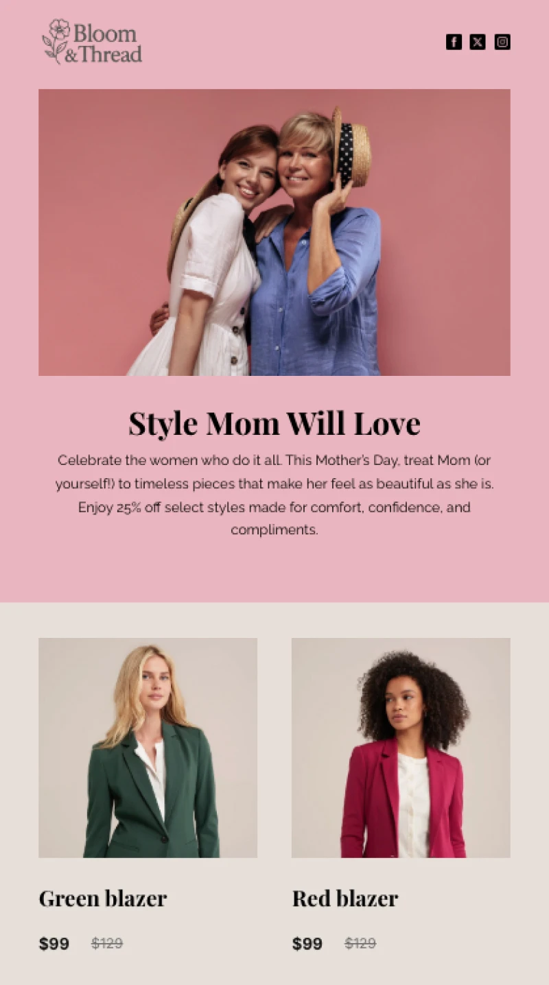 Mothers day newsletter example
