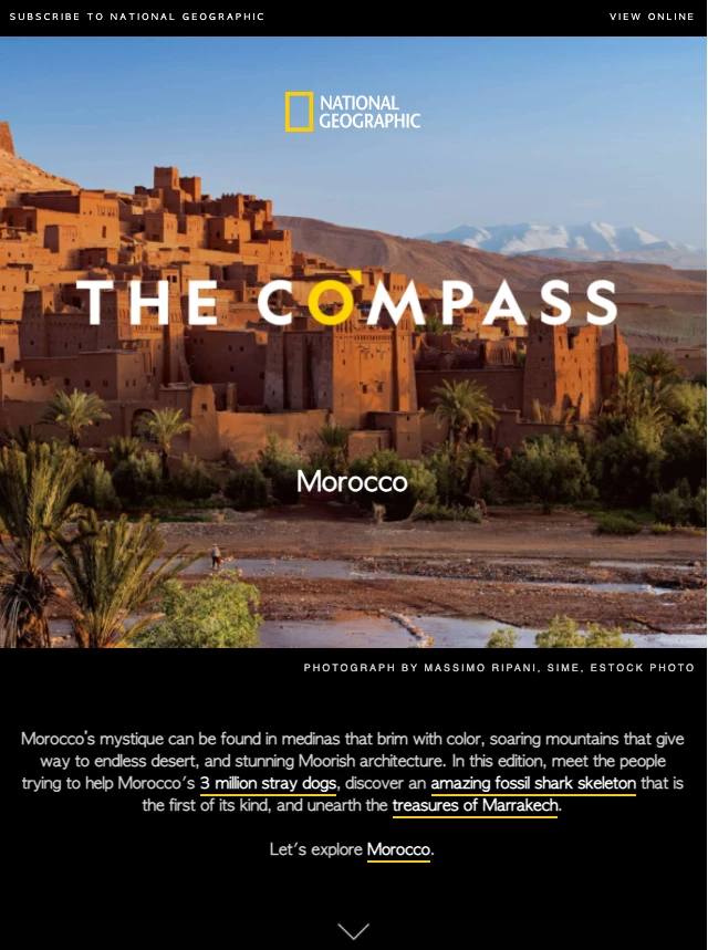 National Geographic travel email marketing example