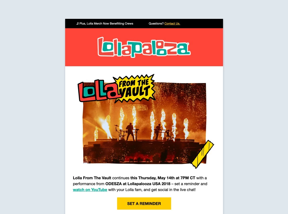 Lollapalooza email design example