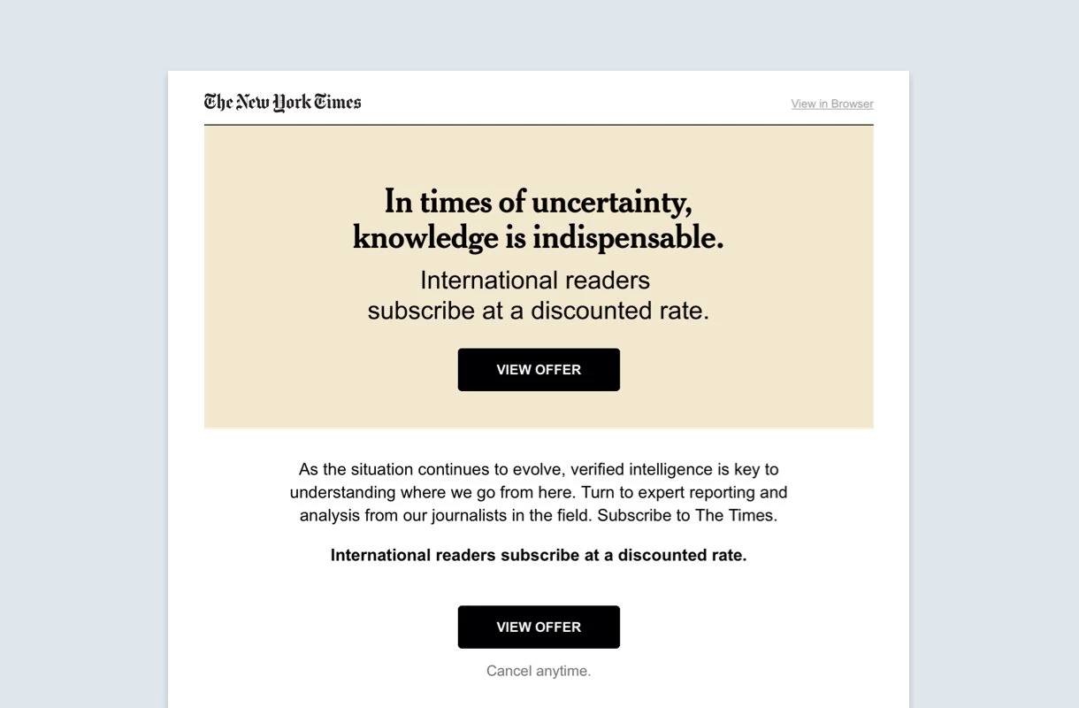 New York Times email design example