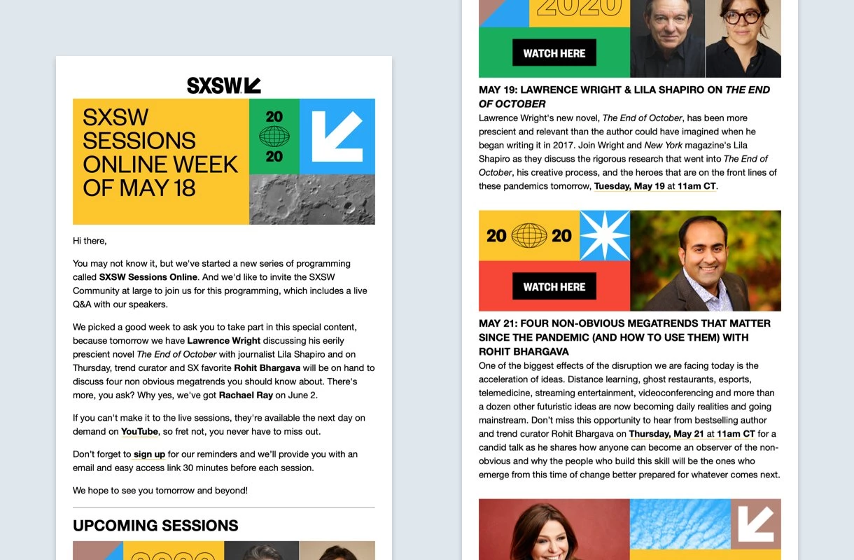 SXSW newsletter design example