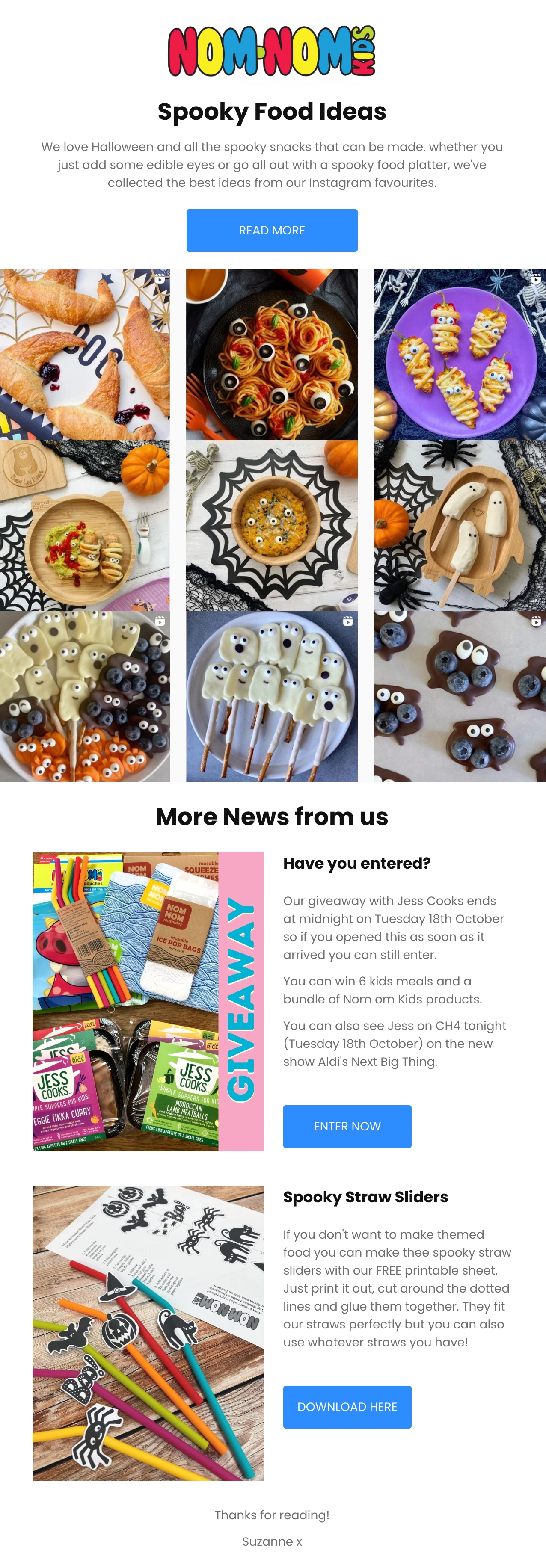 Nom Nom Kids' Halloween email with recipes 